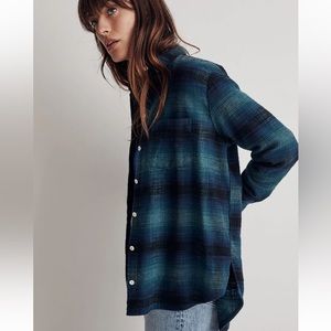 Madewell slub flannel oversized plaid shirt